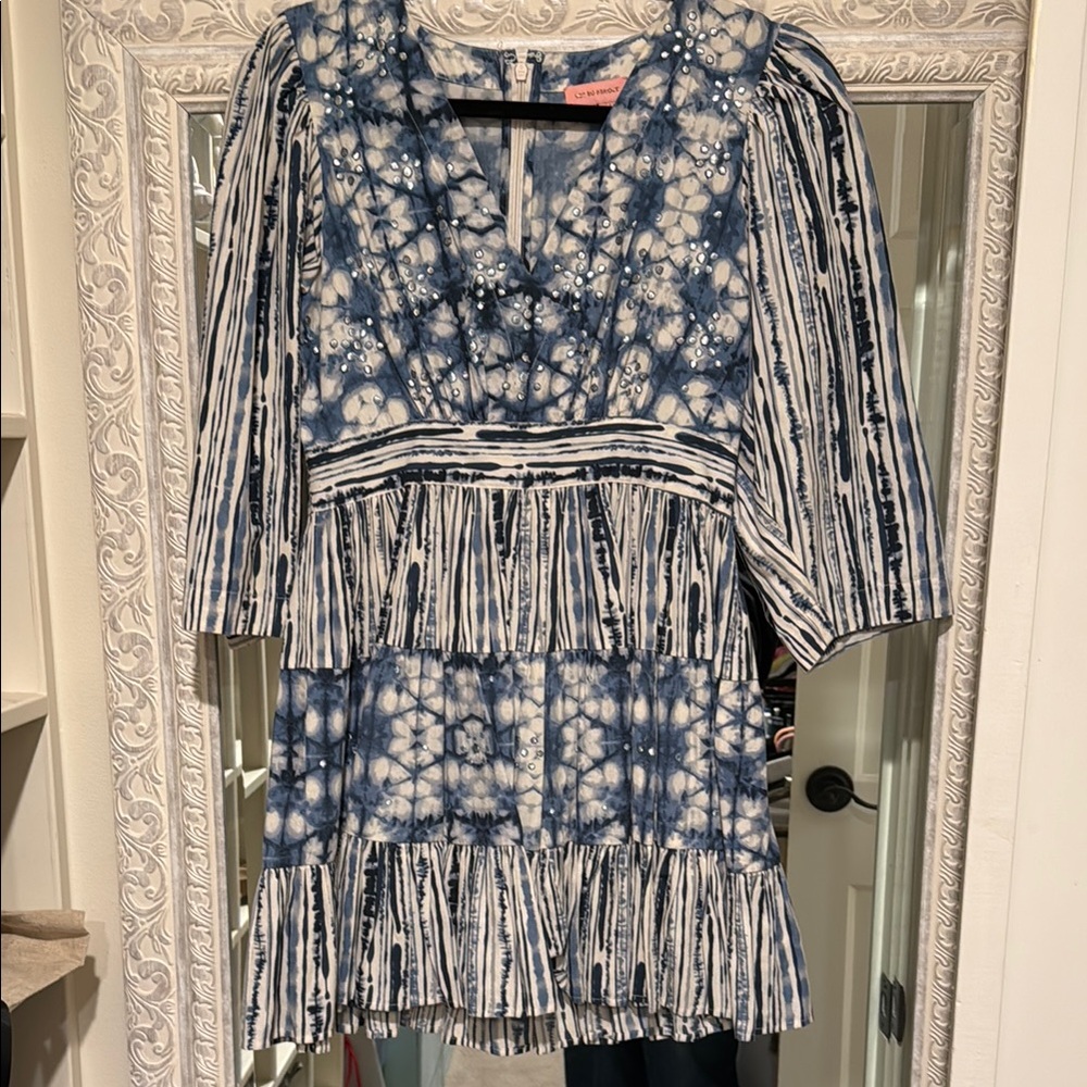 Anthropologie petite Blue Tie-Dye Dress